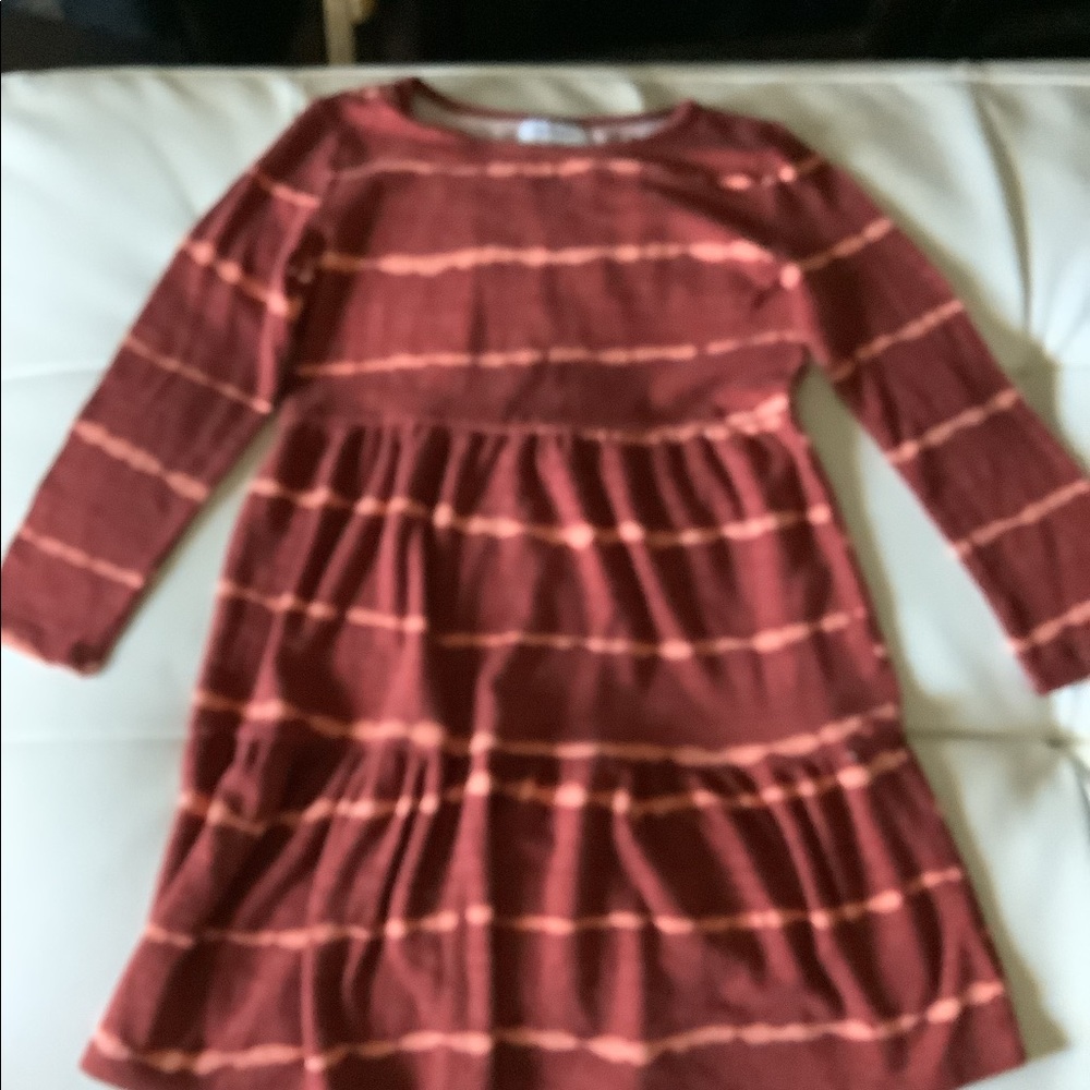 Burnt orange and red long sleeve dress